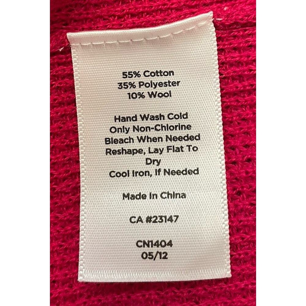 Talbots Cotton Blend Dark Pink Hooded Pockets Full Zip Front Waffle Hoodie Large - Picture 4 of 4